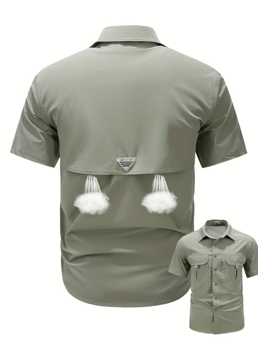 Herren Outdoor Kurzarmhemd mit Belüftung und Taschen – Funktionelles Freizeithemd für Wandern & Trekking