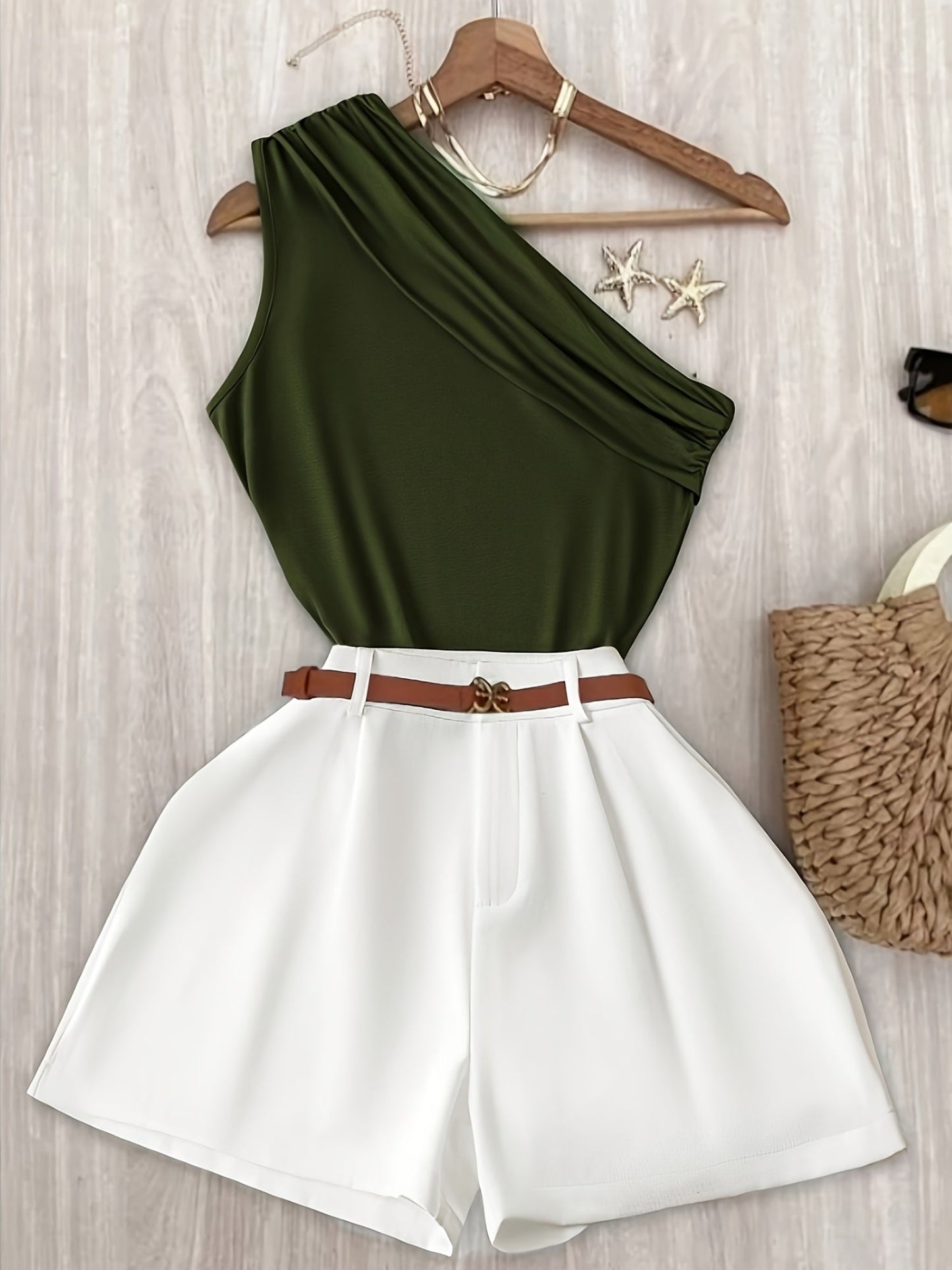 Damen Ein-Schulter Jumpsuit Elegant für Sommer und Freizeit