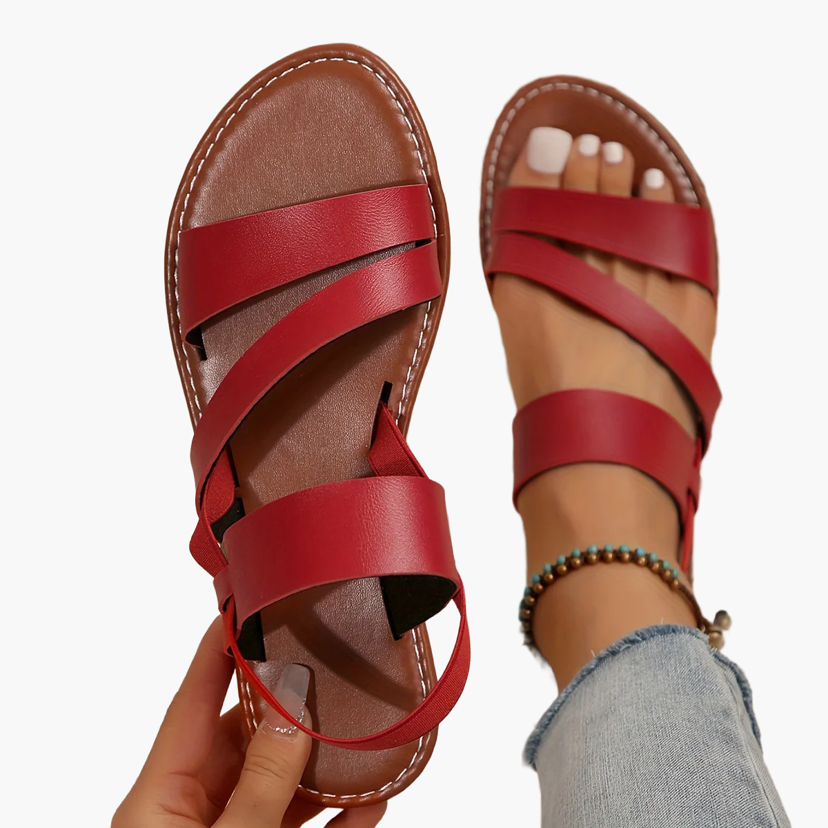 Damen Komfort-Sandalen mit Kreuzriemen – Modische Sommerschuhe für Alltag und Freizeit