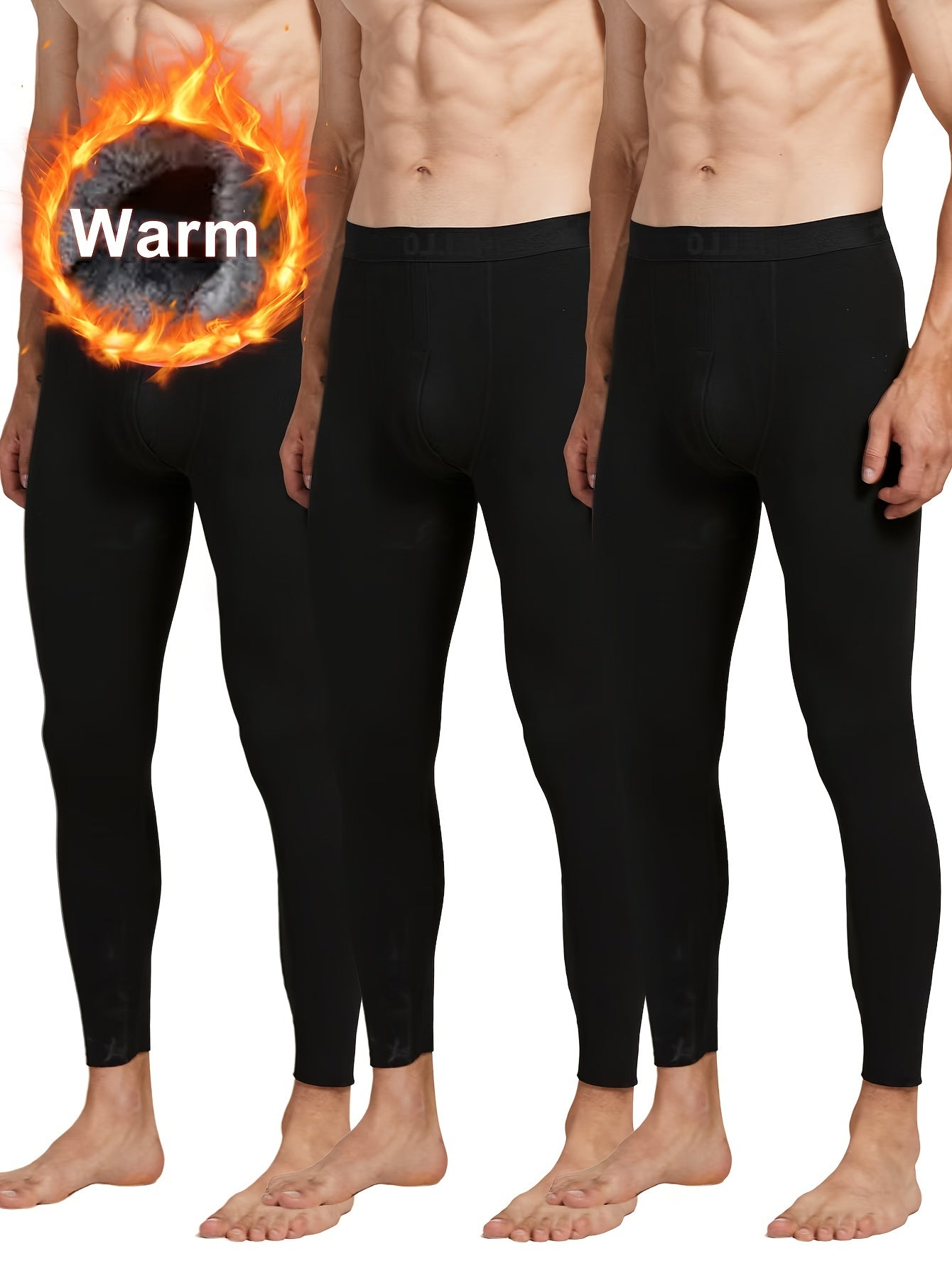 Herren Thermounterhose lang 3er Pack gefüttert Schwarz