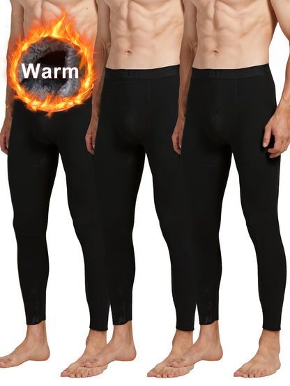 Herren Thermounterhose lang 3er Pack gefüttert Schwarz