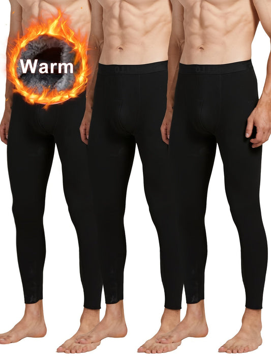 Herren Thermounterhose lang 3er Pack gefüttert Schwarz