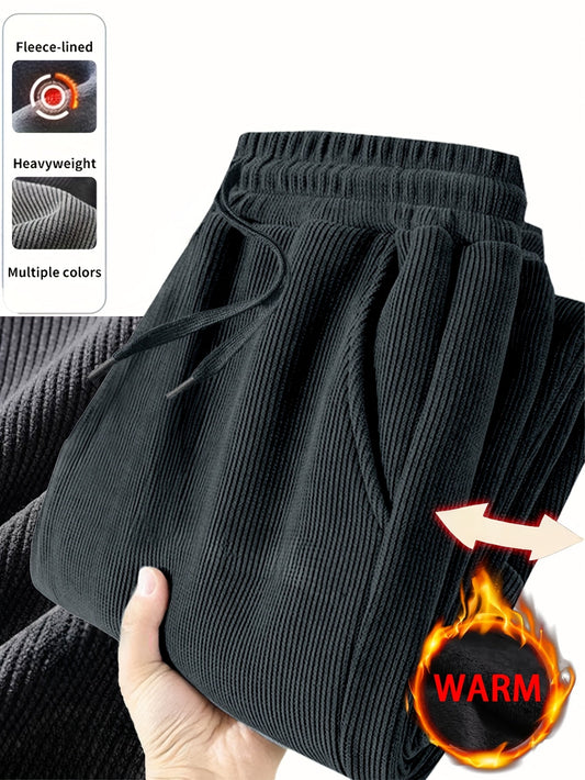 Cordhose Herren Winter warm gefüttert Jogginghose Schwarz