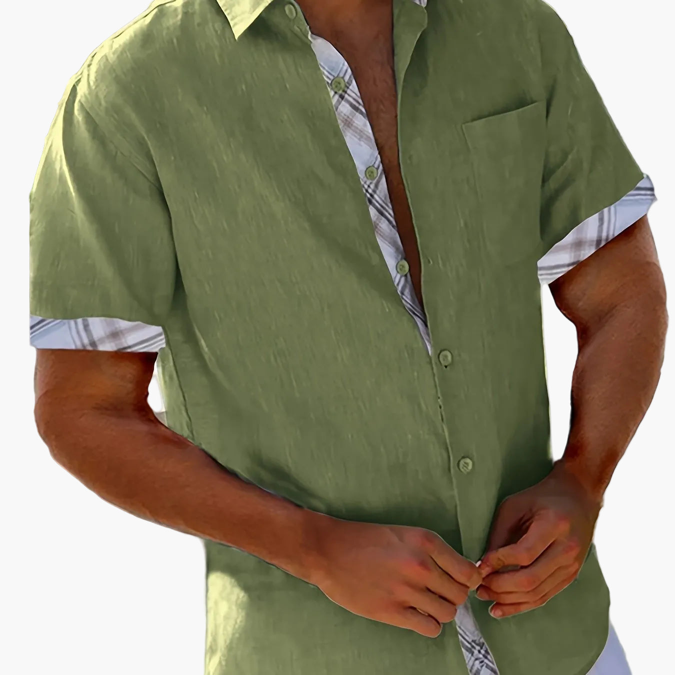 Herren Sommer Freizeithemd Kurzarm mit Kontrast-Details – Stilvoll für Urlaub und Alltag