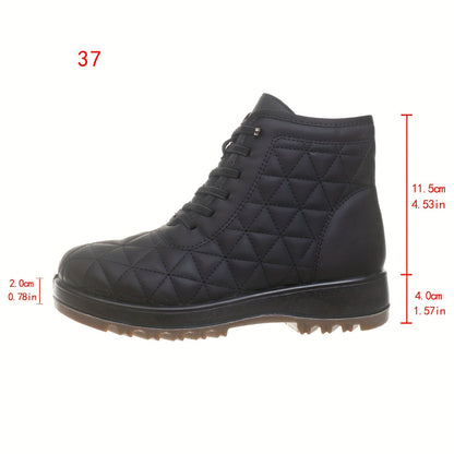 Damen Winterstiefeletten mit Steppung und Schnürung, warm gefüttert