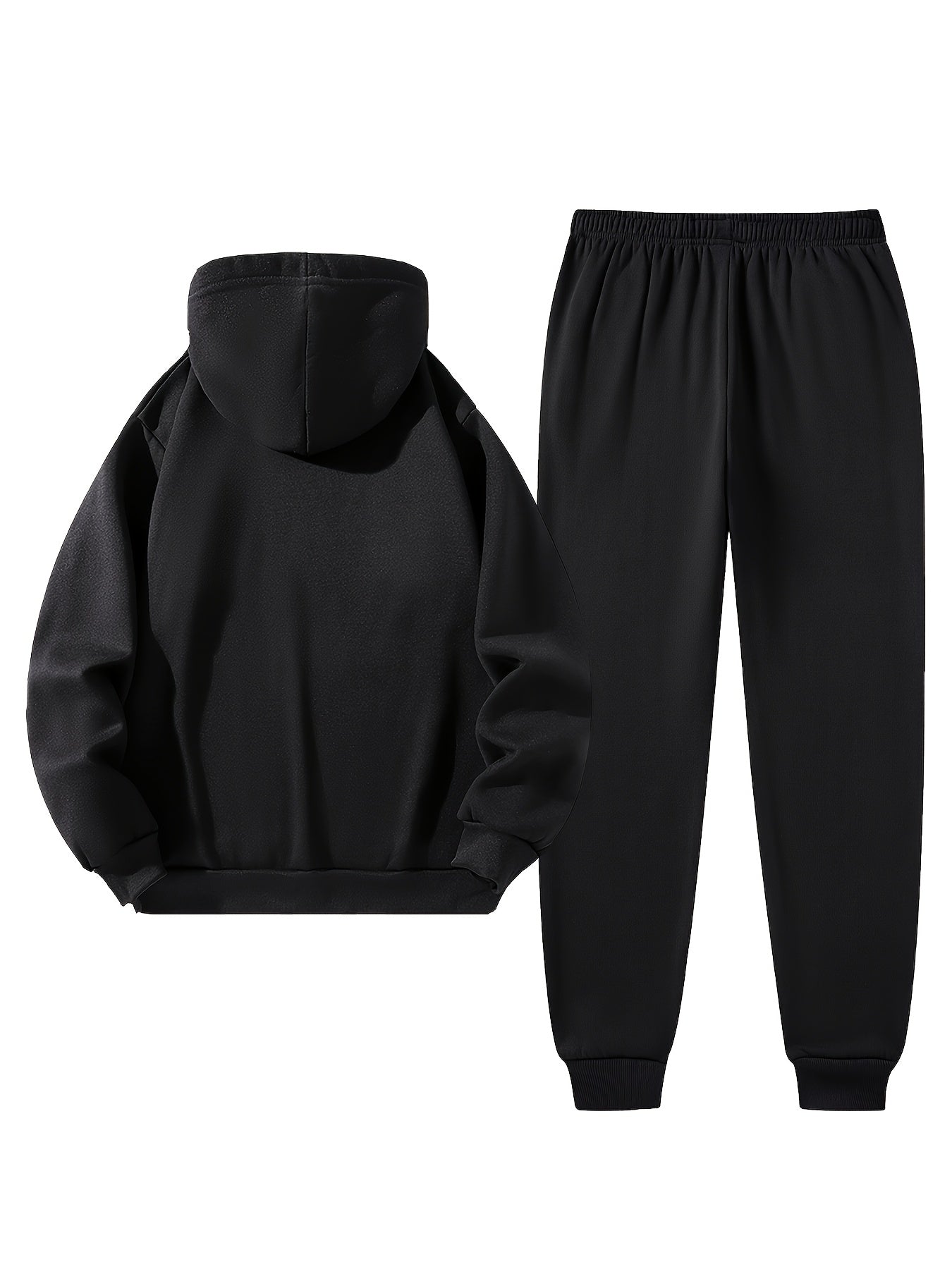 Herren Jogginganzug Set Schwarz mit Steppweste, Kapuzenpullover & Jogginghose