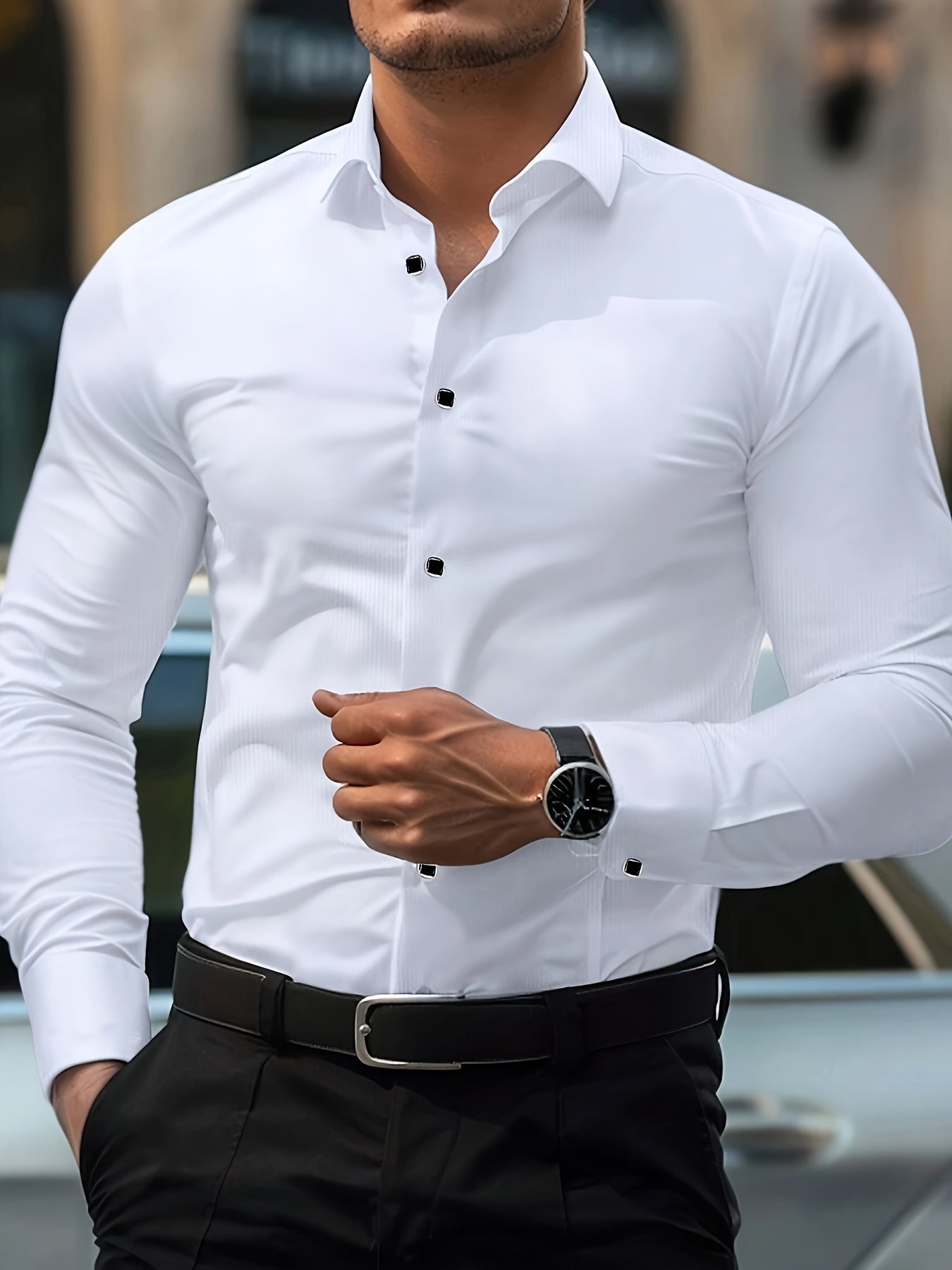 Herren Business Slim Fit Hemd – Elegantes Langarmhemd für Büro und Freizeit