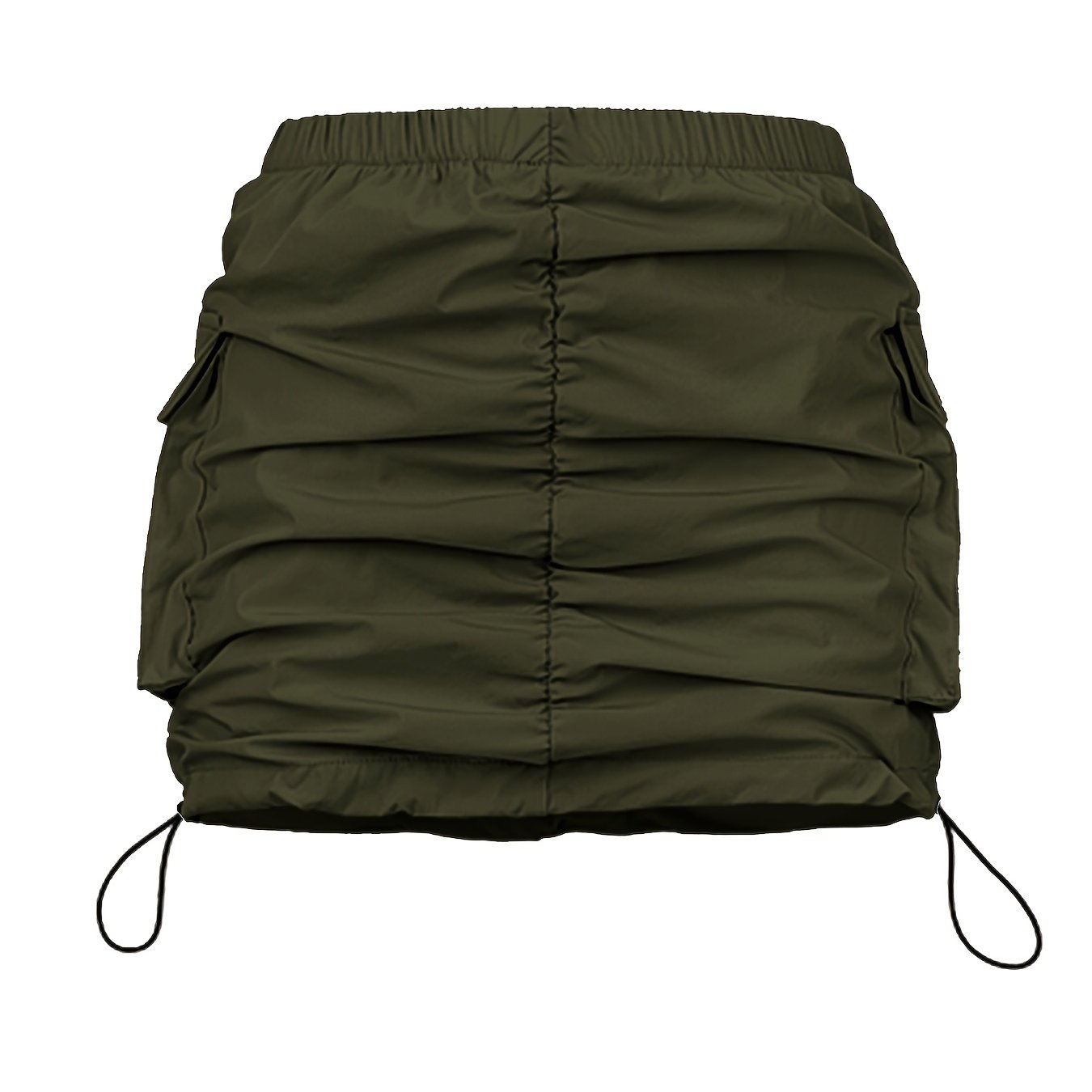 Damen Utility Minirock mit Raffung und Kordelzug – Streetstyle Cargo Skirt