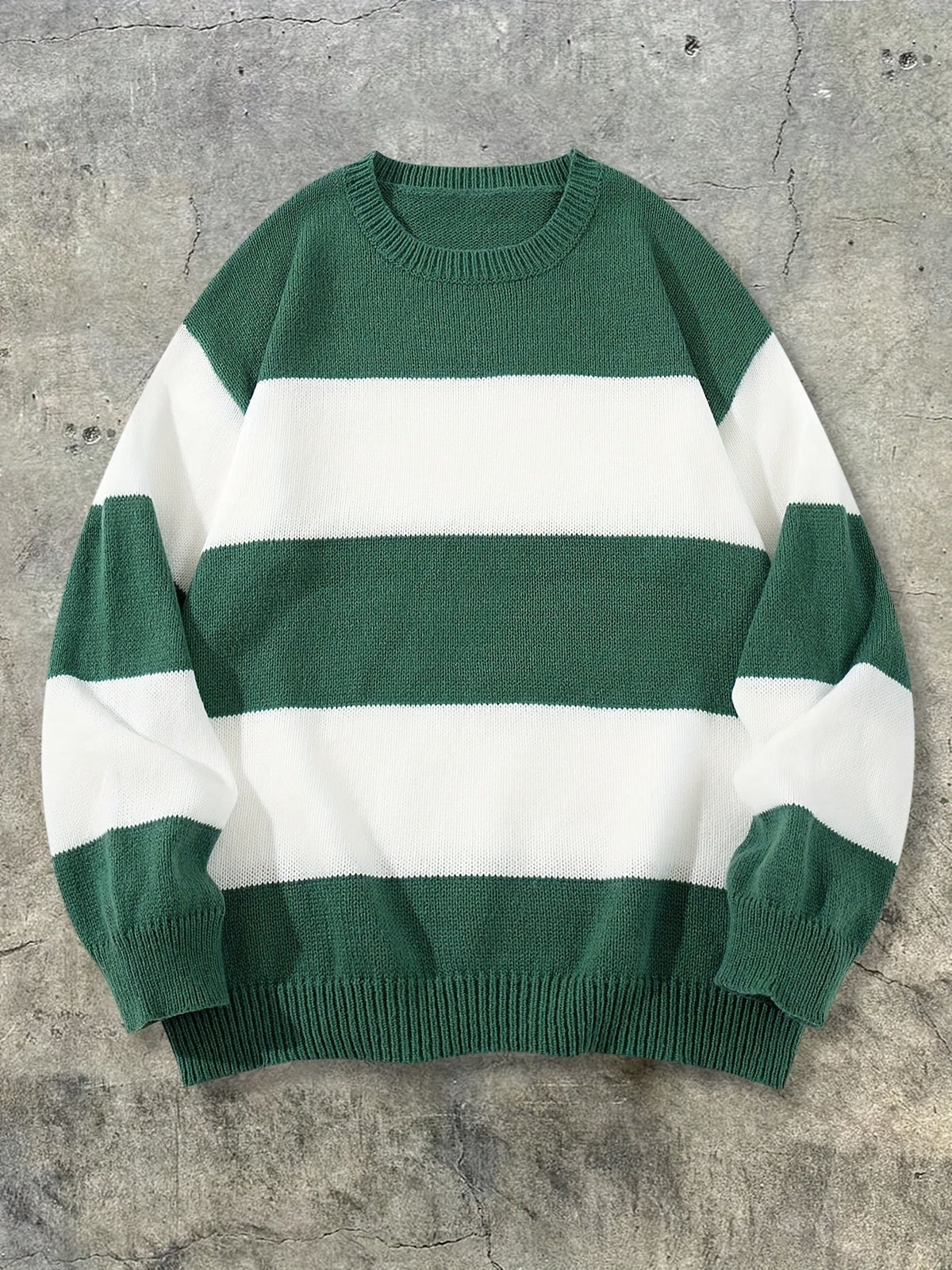 Gestreifter Oversize Pullover Strickpullover Rundhals