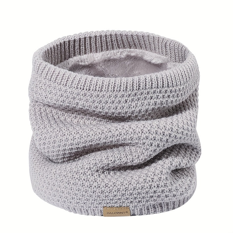 Letter Leather Label Knitted -Lined Thickened Warm Neck Gaiter for Outdoor Skiing and Cycling Windproof Scarf