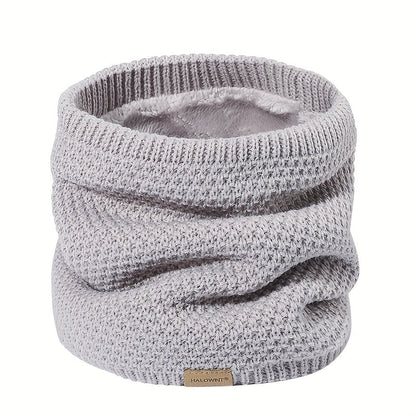 Letter Leather Label Knitted -Lined Thickened Warm Neck Gaiter for Outdoor Skiing and Cycling Windproof Scarf