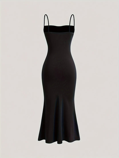 Damen Abendkleid Elegant Maxi Figurbetont mit Drapierung und Spaghettiträgern
