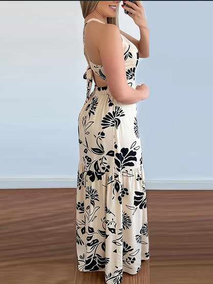 Damen Maxikleid Elegant Rückenfrei Fit & Flare für Strand und Sommerfeste
