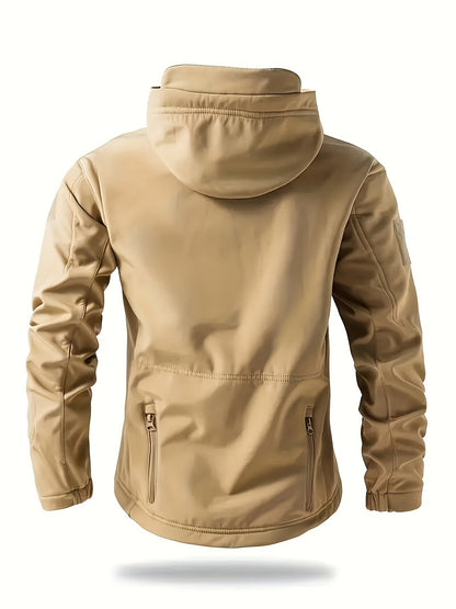 Herren Outdoor Jacke mit Kapuze Softshell Winterjacke Mehrere Taschen