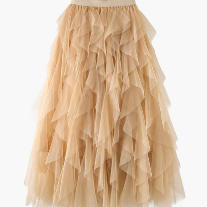 Damen Eleganter Maxirock mit Stufen und Volants für festliche Anlässe