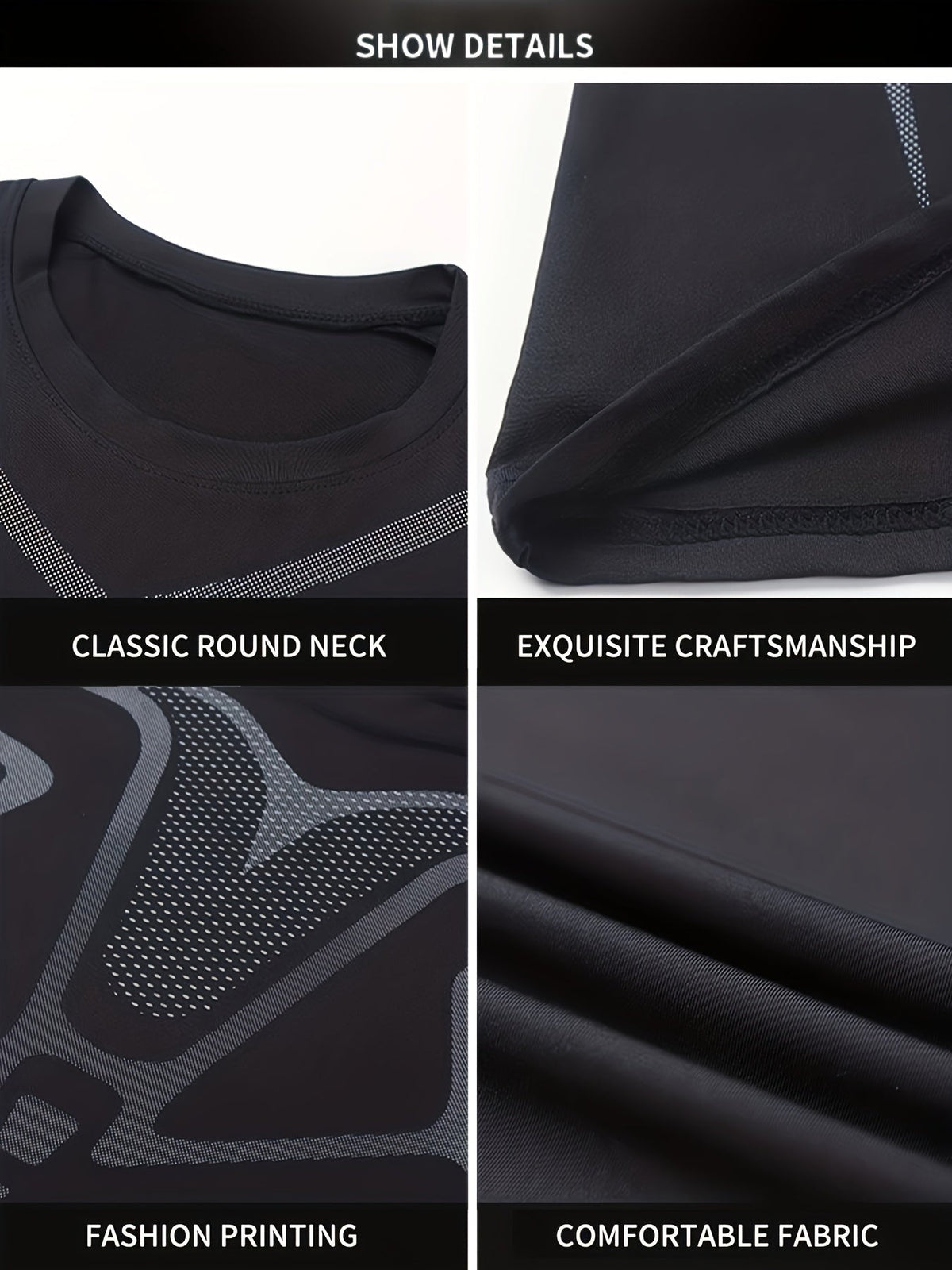Sportliches Thermounterwäsche-Set Herren Kompressions-Shirt & Hose Schwarz
