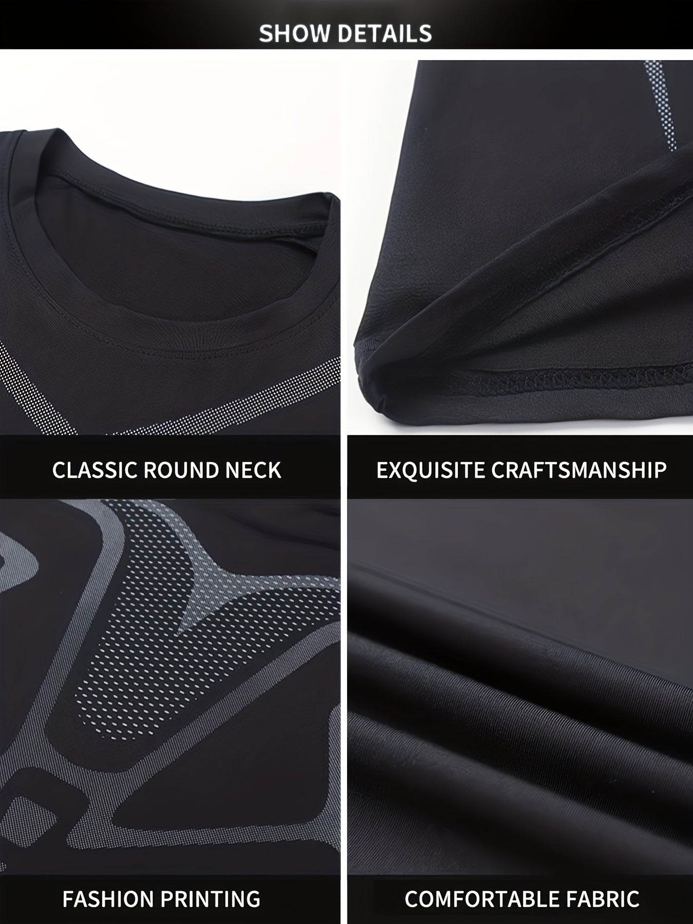 Sportliches Thermounterwäsche-Set Herren Kompressions-Shirt & Hose Schwarz