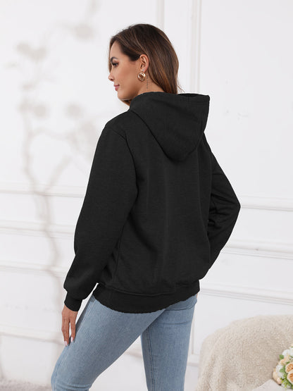 Gefütterter Hoodie mit Kapuze und Bauchtasche für Damen, Wärmeisolierend