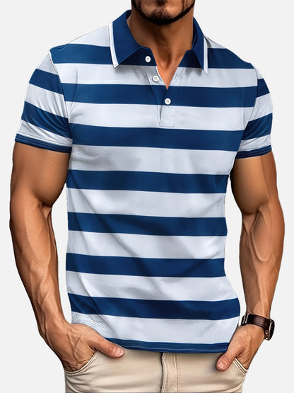 Herren Poloshirt mit breiten Streifen – Modernes Freizeit- und Business-Casual Shirt