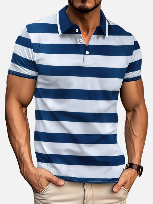 Herren Poloshirt mit breiten Streifen – Modernes Freizeit- und Business-Casual Shirt