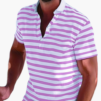 Herren Poloshirt im maritimen Streifen-Look für Freizeit und Segeln – Sommer Casual Polo