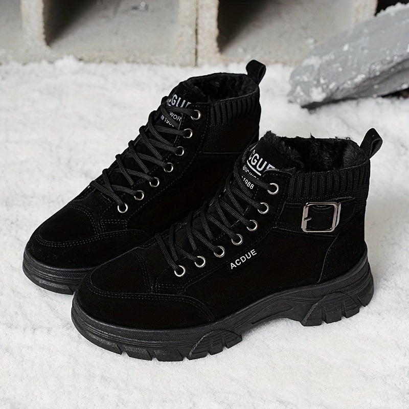 Unisex Winterstiefel mit Schnürung und Kunstfellfutter – Warm & Robust