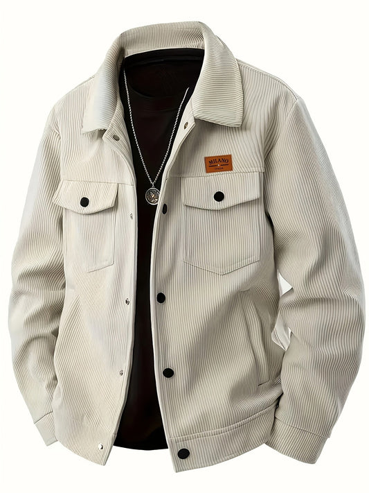 Herren Rippstrick Jacke mit Kentkragen und Brusttaschen