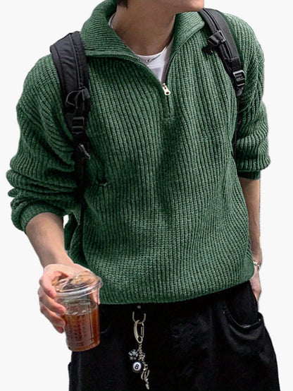 Herren Strickpullover mit Reißverschluss – Lässiger Freizeitstil für Frühling & Herbst