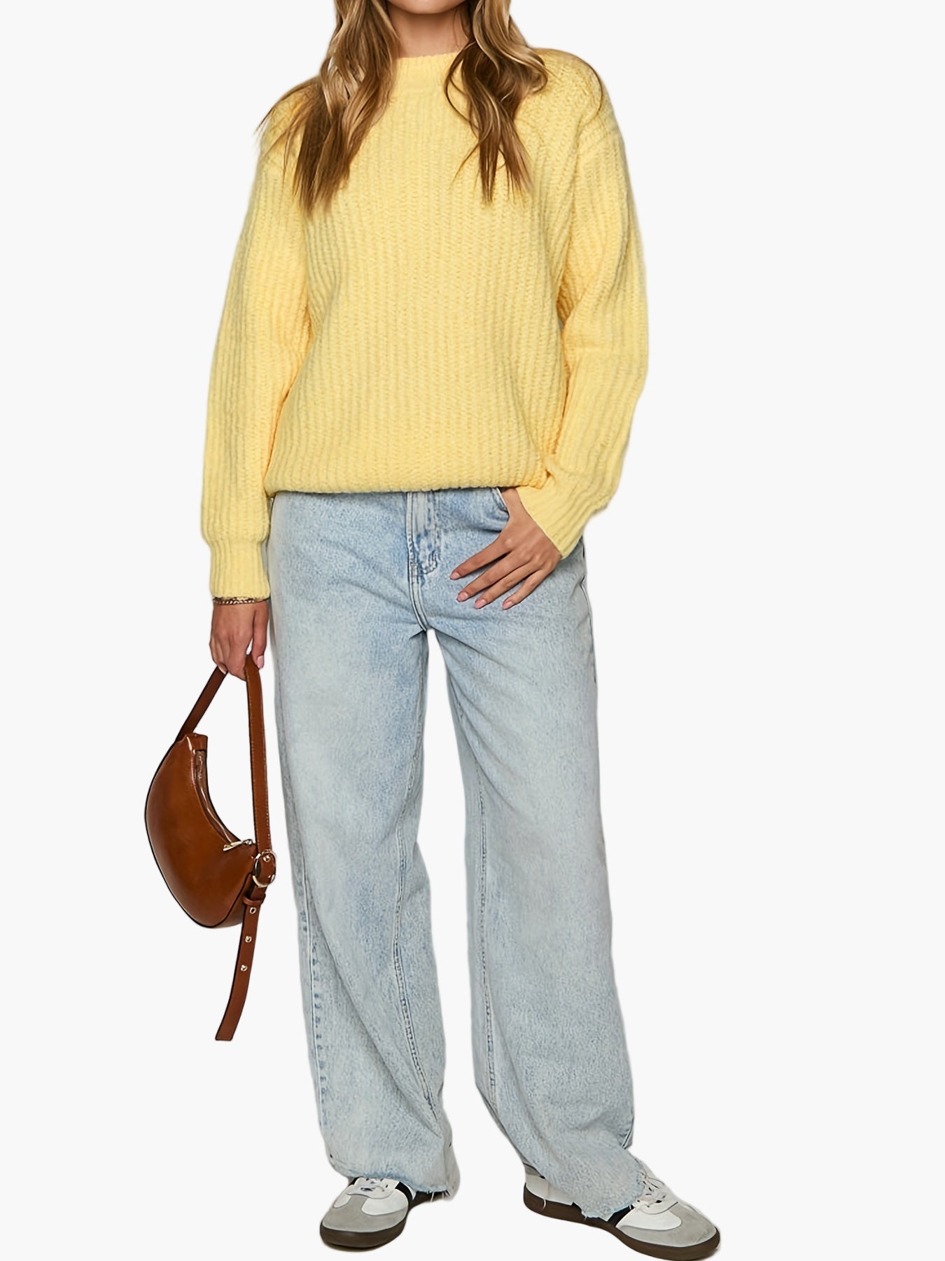 Damen Strickpullover im lässigen Oversize-Design für Herbst und Winter – Modischer Freizeit-Look