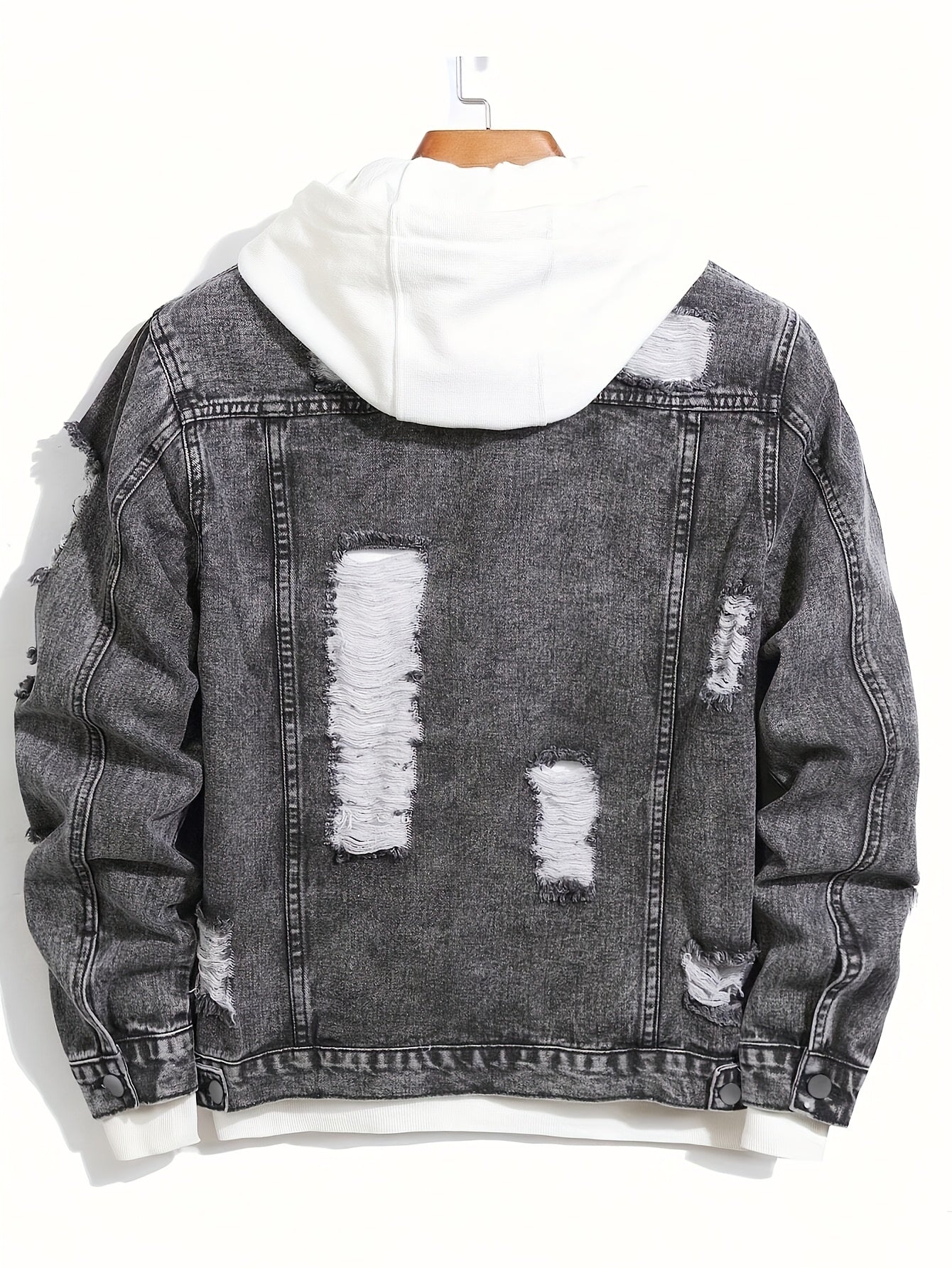 Herren Jeansjacke im Destroyed Look, Dunkelgrau