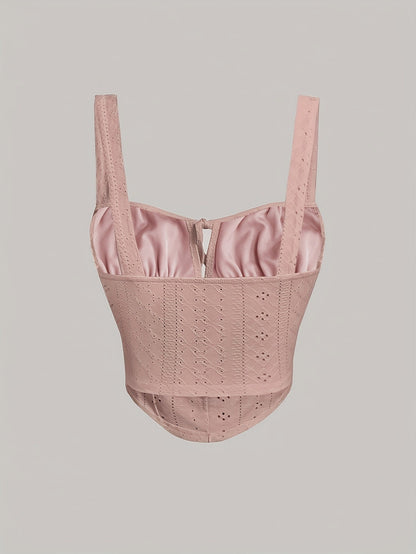 Damen Bustier Top im Boho-Stil mit Zierschnürung – Feminines Sommer-Corsagentop