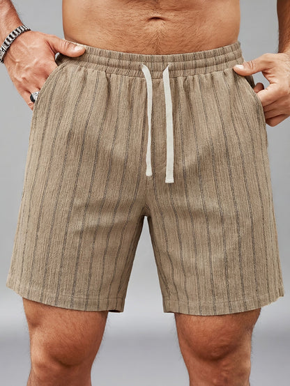 Herren Freizeit-Shorts mit Nadelstreifen und Kordelzug – Stilvolle Sommerhose für Alltag & Sport