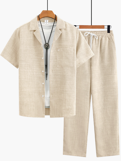 Herren Freizeit Set Kurzarm Hemd und Hose – Entspannter Sommer-Look für Alltag & Urlaub