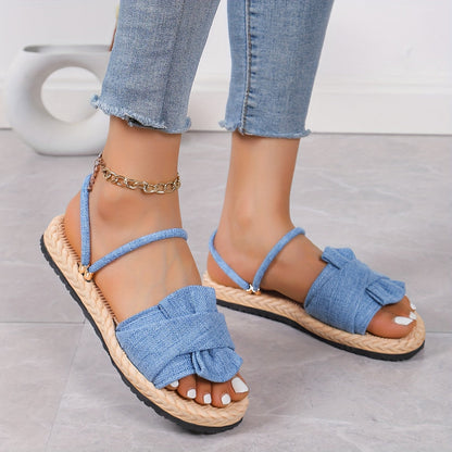 Damen Sommer Sandalen mit Schleife und Knöchelriemen – Bequeme Freizeitschuhe für Alltag und Urlaub