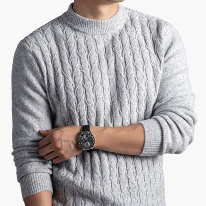 Herren Strickpullover mit Zopfmuster – Modischer Freizeitpullover für Herbst und Winter