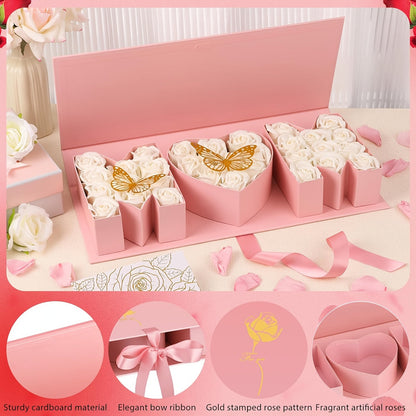Muttertag Geschenkbox mit Rosen und Schmetterlingen – Elegante Dekoration und Präsentationsbox für Damen