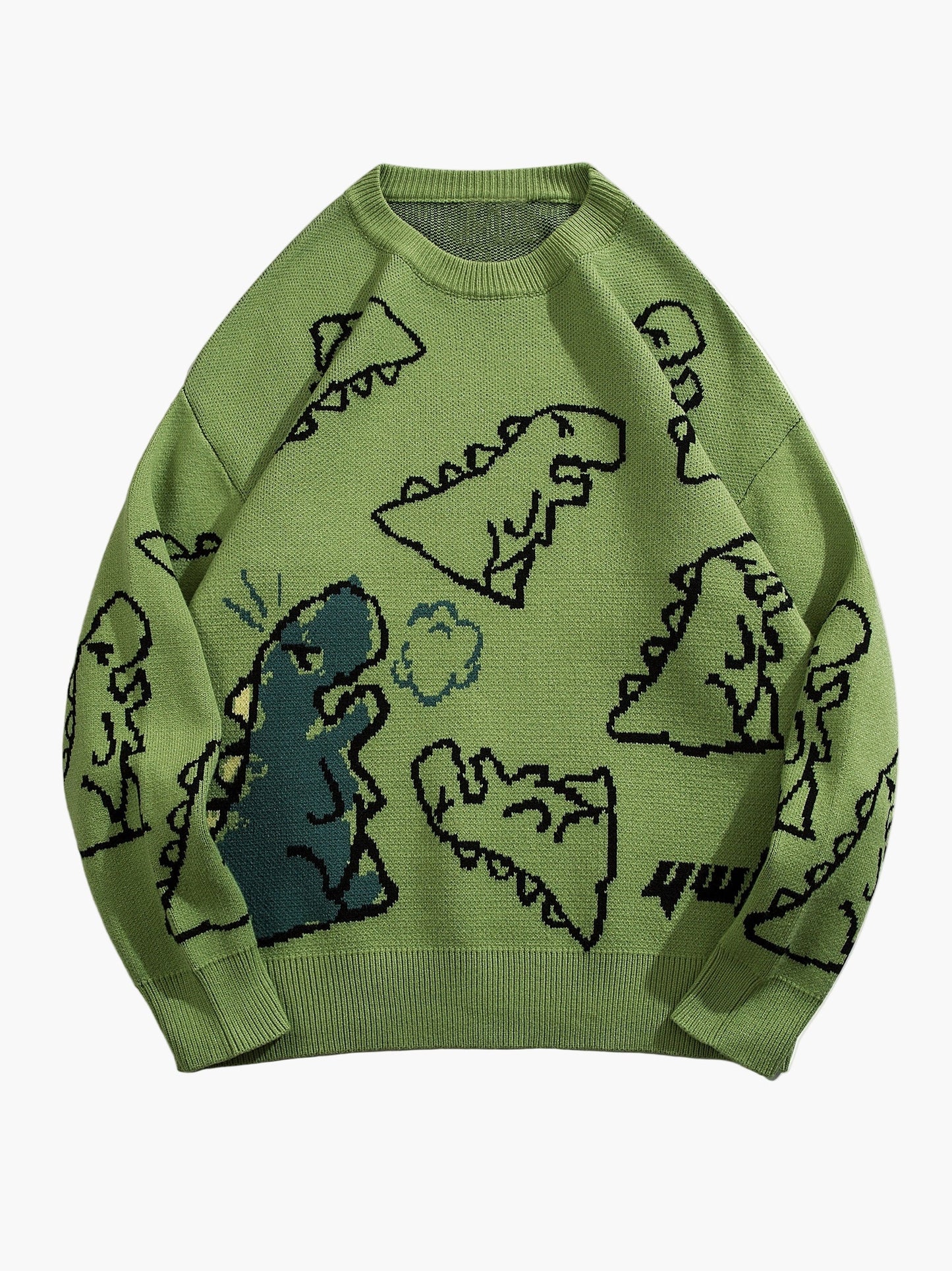Herren Cartoon Dinosaurier Pullover – Lässiger Strickpullover für Herbst & Winter