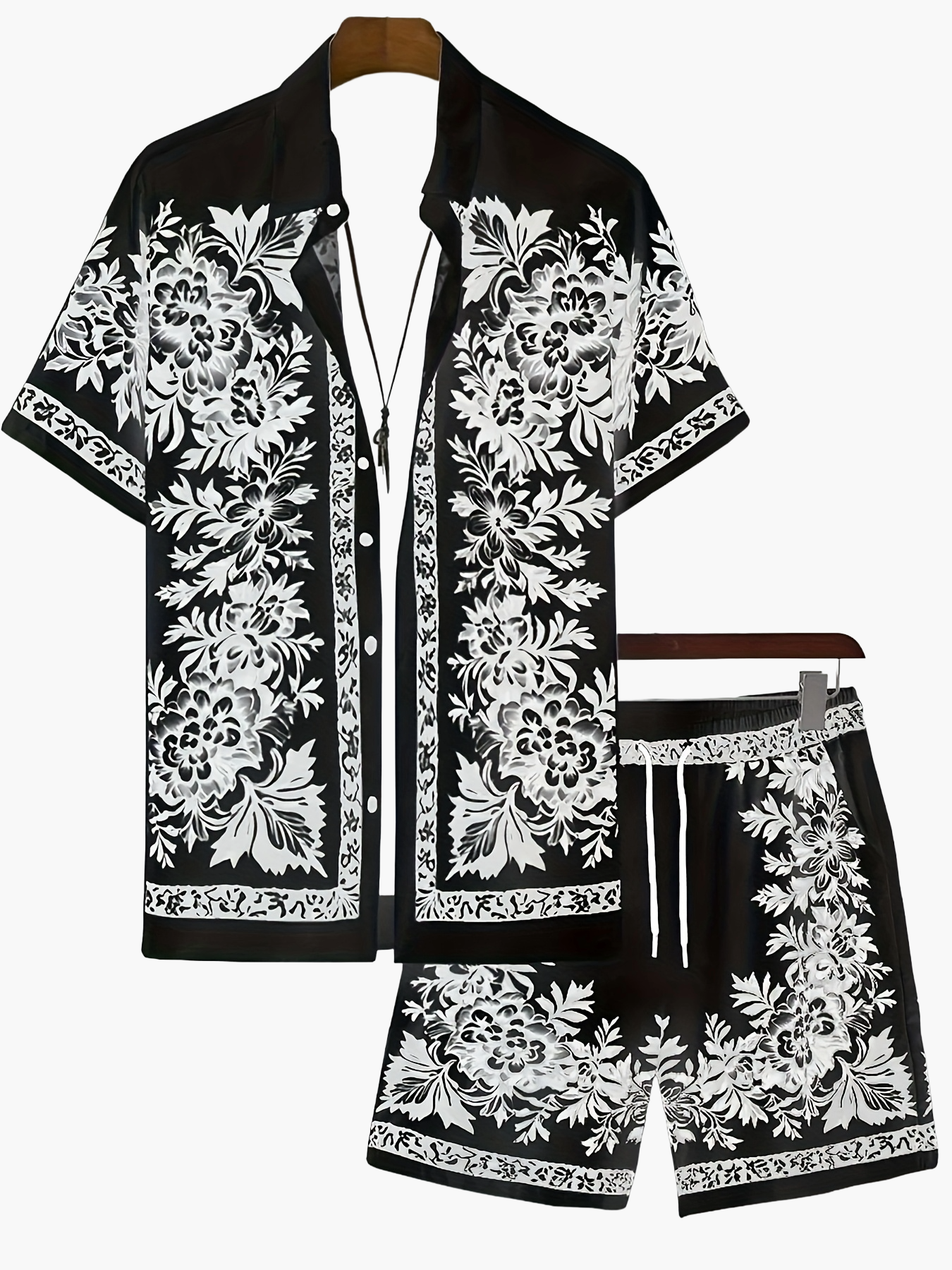 Herren Sommer Set mit Kurzarmhemd und Shorts – Eleganter Freizeitstil mit Blumenmuster für Urlaub & Alltag