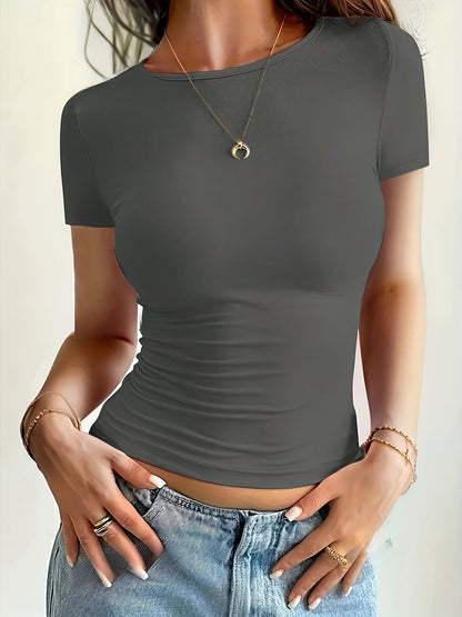 Damen Kurzarmfigurbetontes Basic Top – Modisches Allround-Talent für Alltag und Freizeit