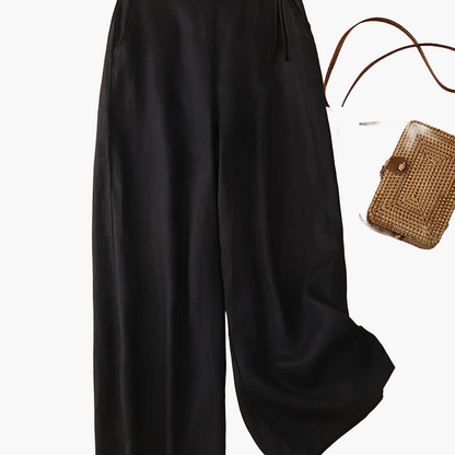 Damen Elegante Weite Freizeithose mit Bindegürtel – Lockerer Business & Alltagsstil