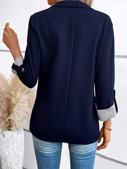 Damen Blazer Elegant Business Freizeit Sakko mit Krempelärmeln – Stilvoll für Büro und Alltag