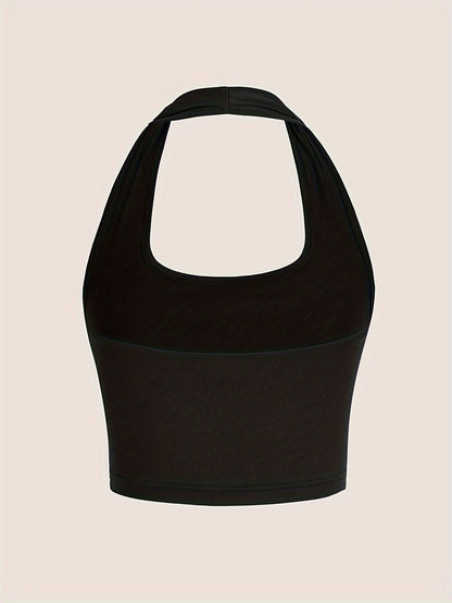 Damen Halter Neck Backless Crop Top – Modisches Sommer Basic für Freizeit & Streetwear
