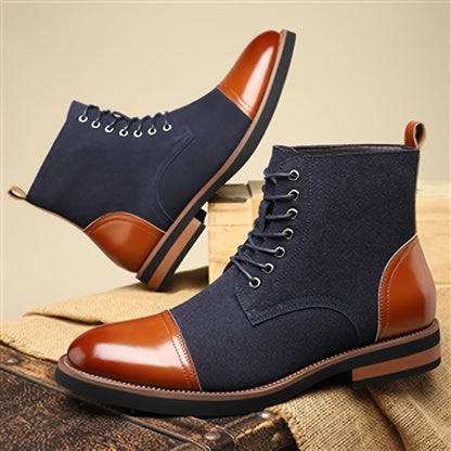 Herren Schnürstiefel Zweifarbig mit Schnürung