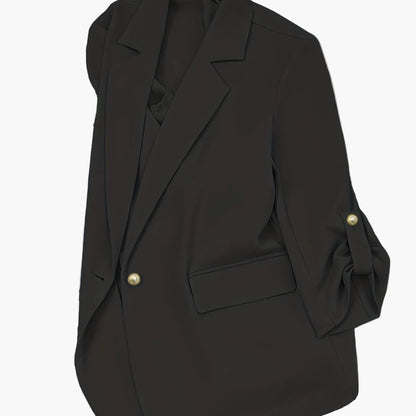 Damen Blazer Anzugjacke mit Umlegekragen und 3/4-Ärmeln – Eleganter Business-Look für Alltag und Büro