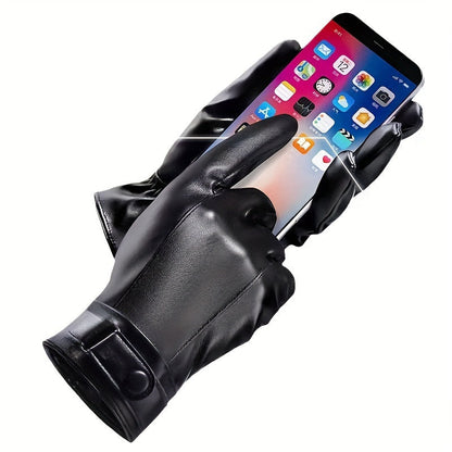 Unisex Handschuhe Schwarz mit Riemenverschluss