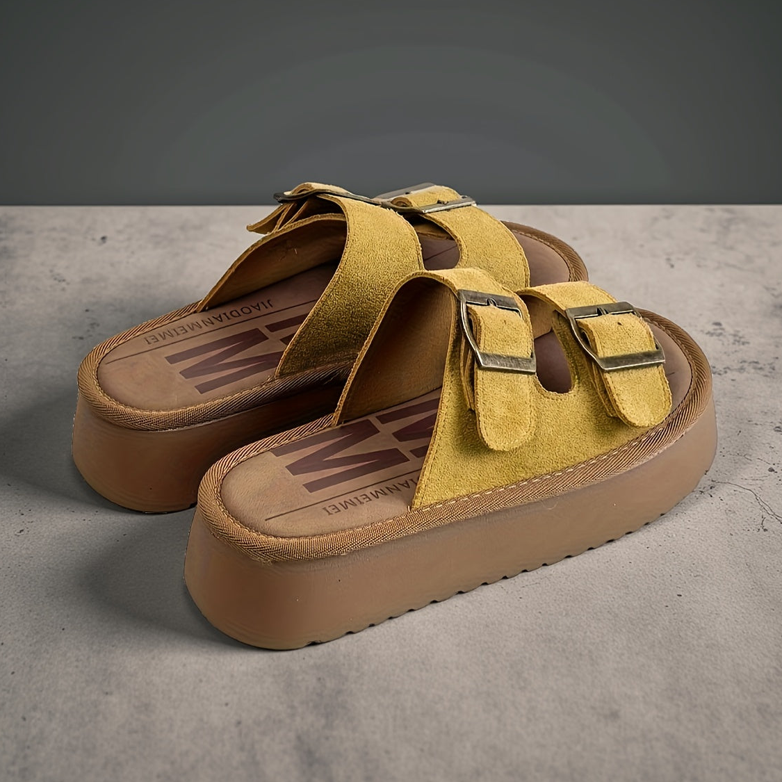 Damen Plateau-Sandalen mit Doppelriemen und Schnallen – Modische Freizeitschuhe für Alltag und Stadt