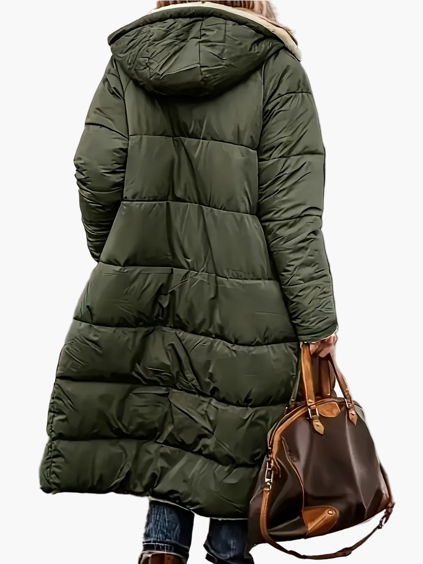 Damen Winter Steppmantel mit Kapuze – Langer Casual Outdoor Mantel für kalte Tage