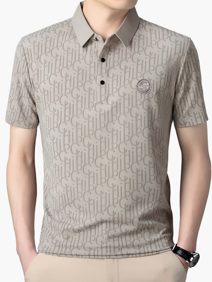 Herren Poloshirt mit modernem Muster und Knopfleiste – Stilvoll für Freizeit & Alltag