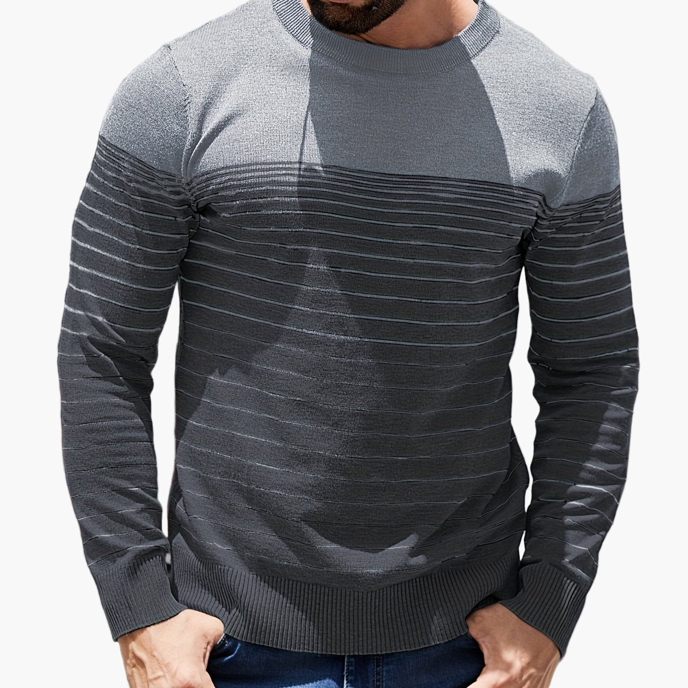 Herren Strickpullover mit Streifenmuster – Modischer Freizeit-Look für Alltag und Büro