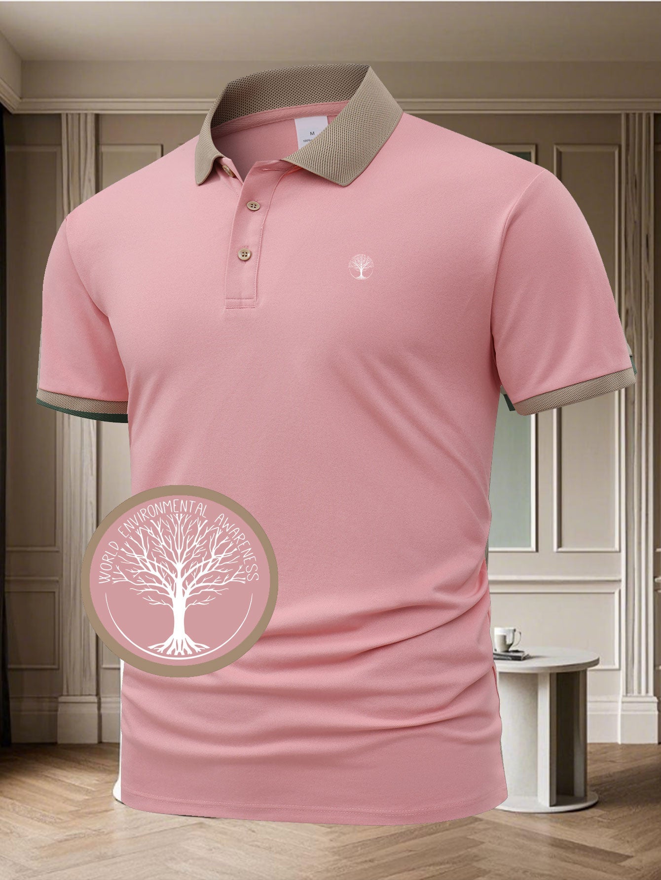 Herren Polo-Shirt mit Kontrastkragen – Eleganter Freizeit- und Business-Look, Umweltbewusstes Design